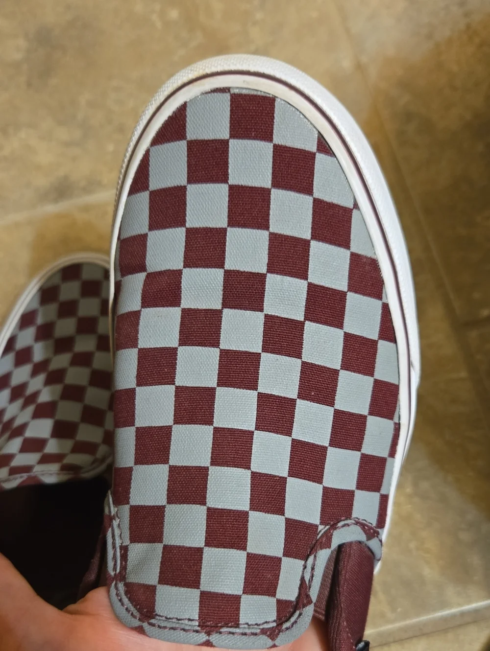 Burgundy/Maroon & Gray VANS